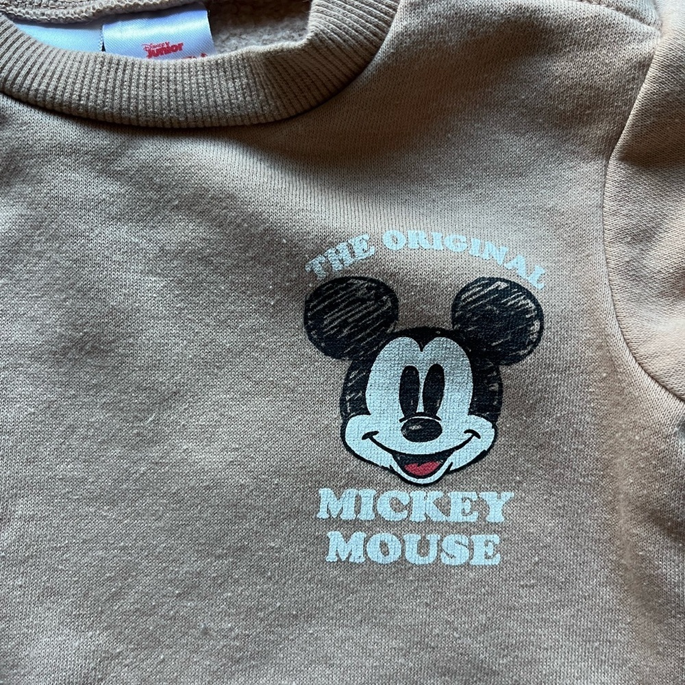 Baby Disney Junior Sweatshirt Beige Mickey Mouse 12M Button Walt Goofy Cartoon - Picture 3 of 10